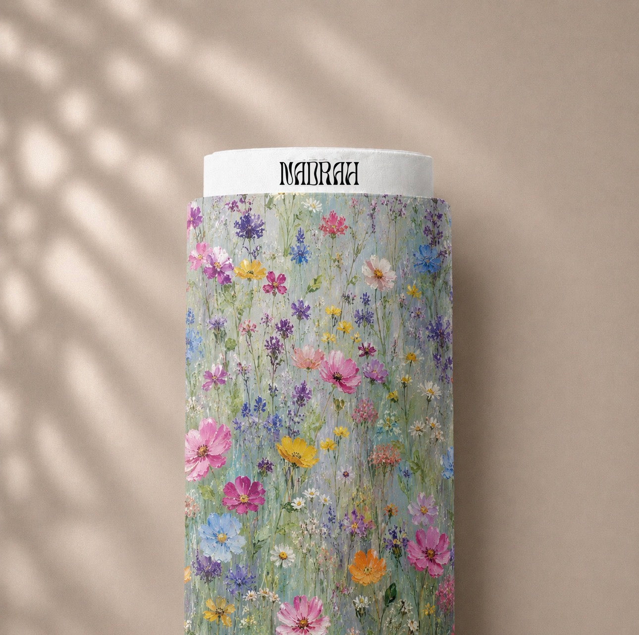 004 Wildflower Field — colourful floral cambric cotton fabric roll by NADRAH
