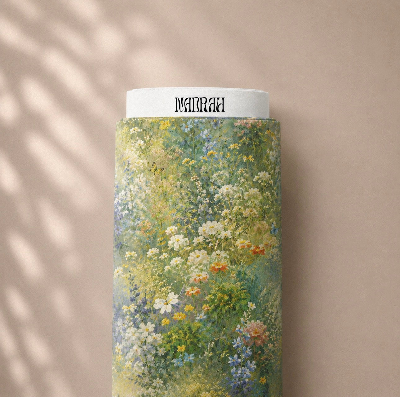 002 Spring Garden — green floral cambric cotton fabric roll by NADRAH