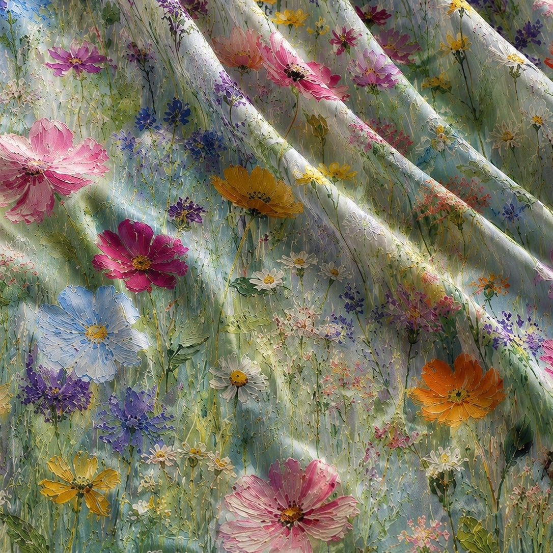 004 Wildflower Field colourful floral cotton fabric detail