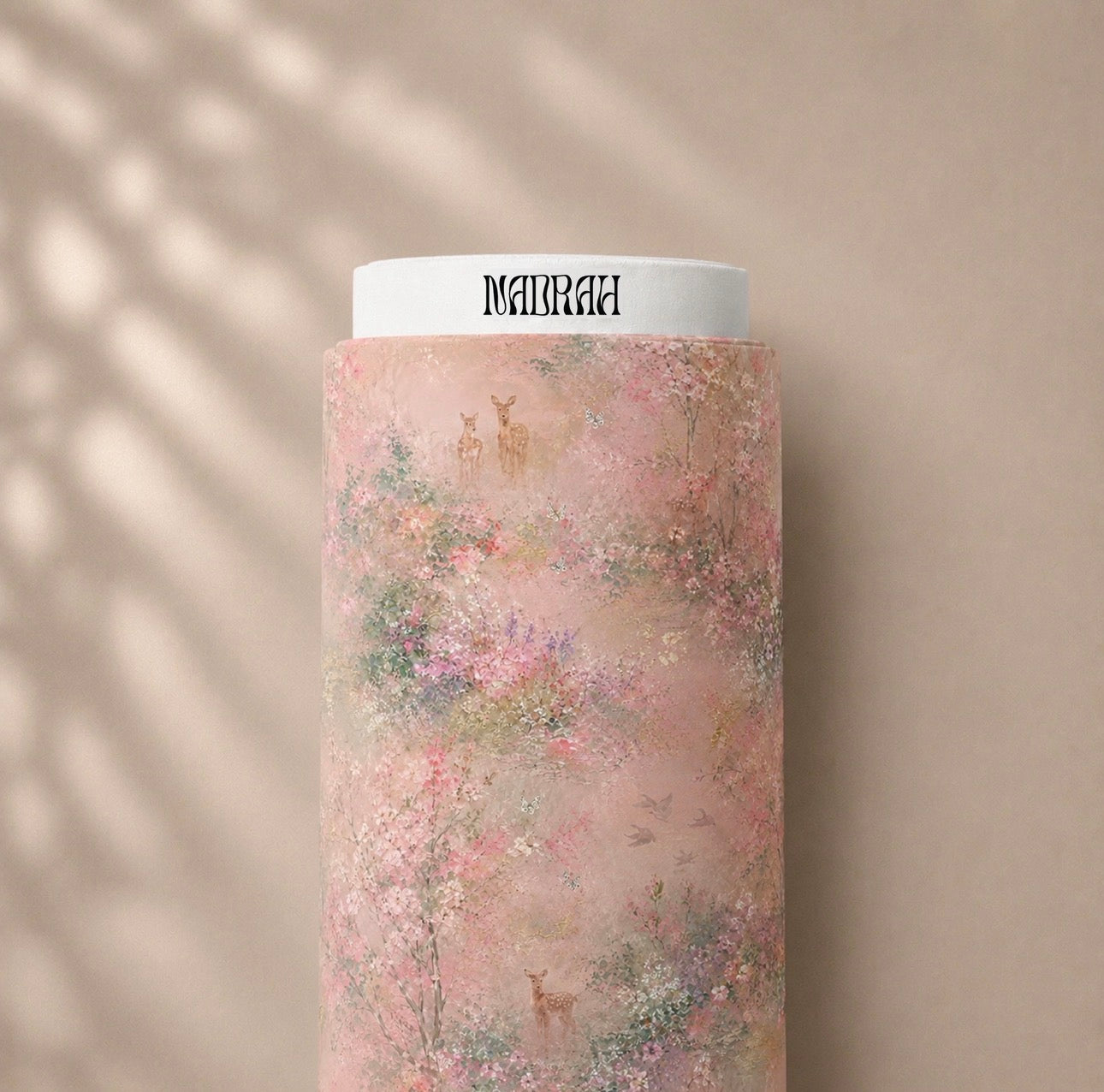 003 Rose Whisper — pink floral cambric cotton fabric roll by NADRAH