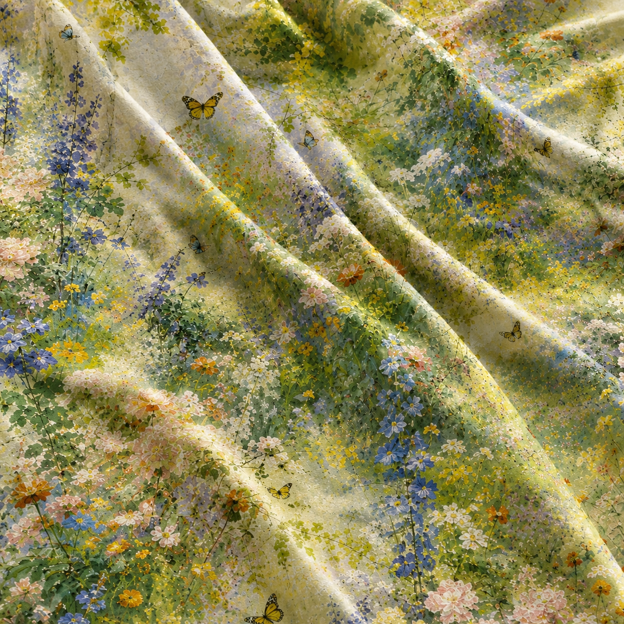 002 Spring Garden green floral cotton fabric detail