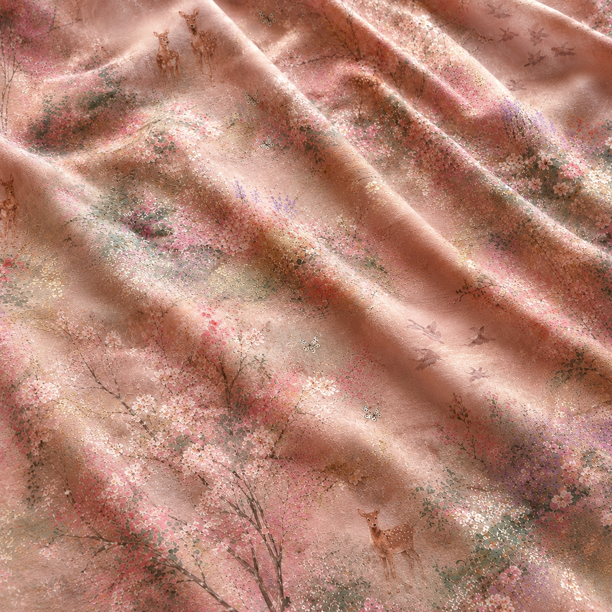 003 Rose Whisper pink floral cotton fabric detail